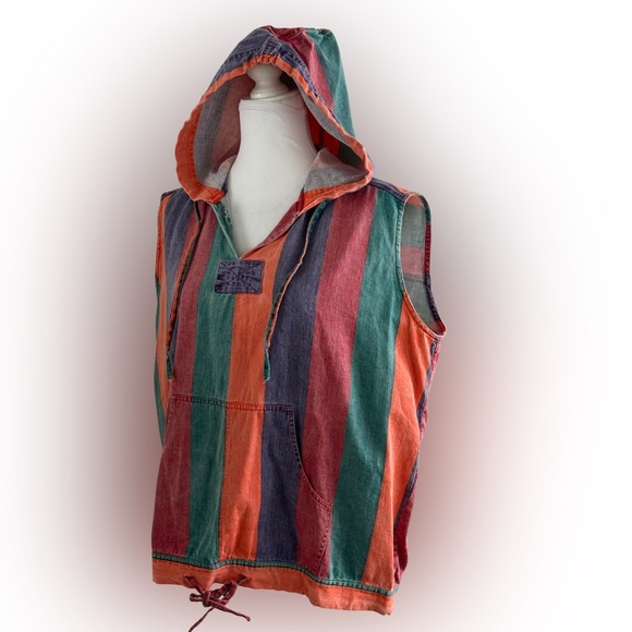 Details Express Sleeveless Hooded Striped Pullover - Picture 2 of 13